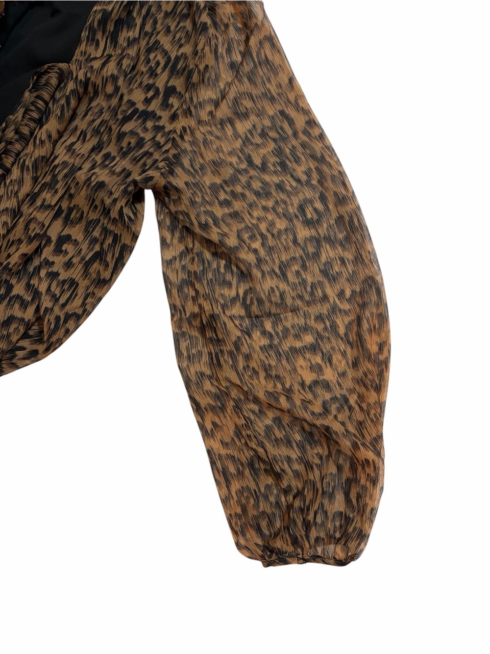 Revolve x Krisa Animal Print Ruffled Neck Blouse Size-Large - Picture 6 of 6